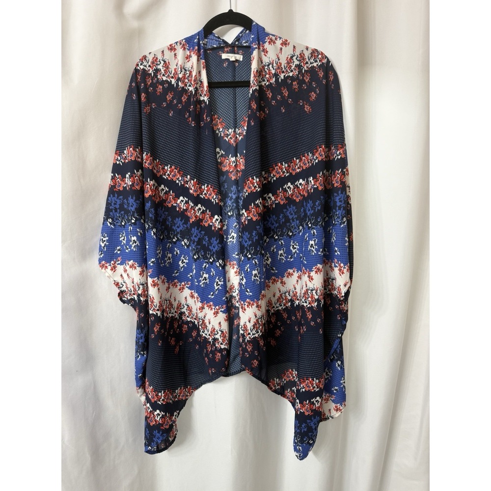 MAURICES Sheer Flowy Duster Cardigan Size L/XL Cover Up Floral Layers H17